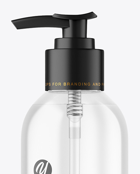 Clear Cosmetic Bottle with Pump Mockup