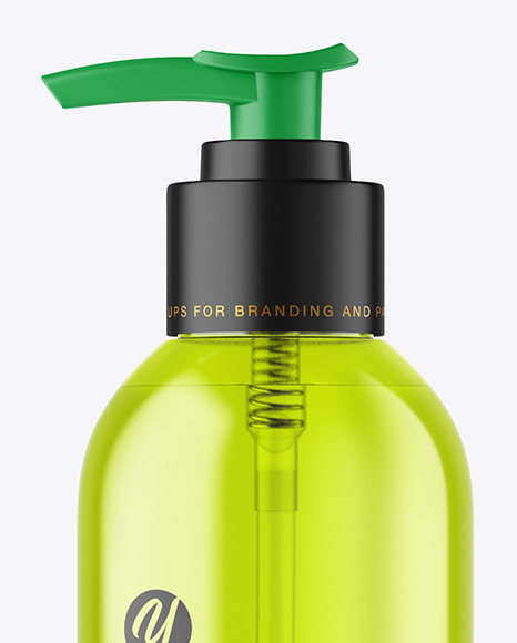 Color Plastic Cosmetic Bottle with Pump Mockup