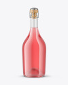 Clear Glass Bottle with Pink Champagne Mockup