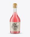 Clear Glass Bottle with Pink Champagne Mockup