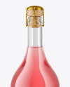 Clear Glass Bottle with Pink Champagne Mockup