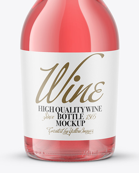 Clear Glass Bottle with Pink Champagne Mockup