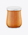 500ml Peach Jam Glass Jar Mockup - Front View (High Angle Shot)