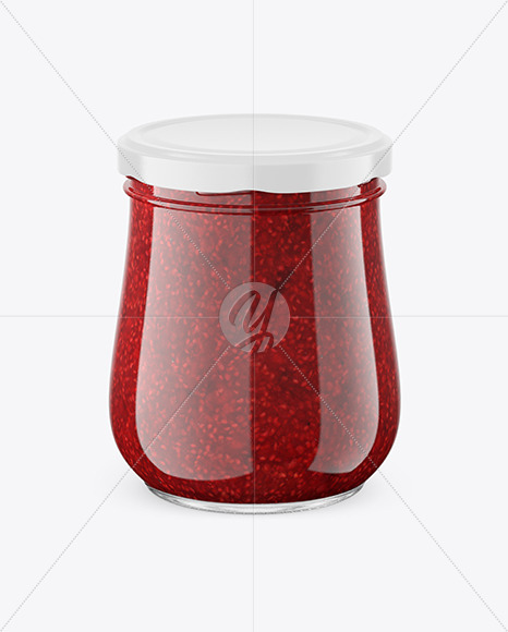 500ml Raspberry Jam Jar Mockup - Front View (High Angle Shot)