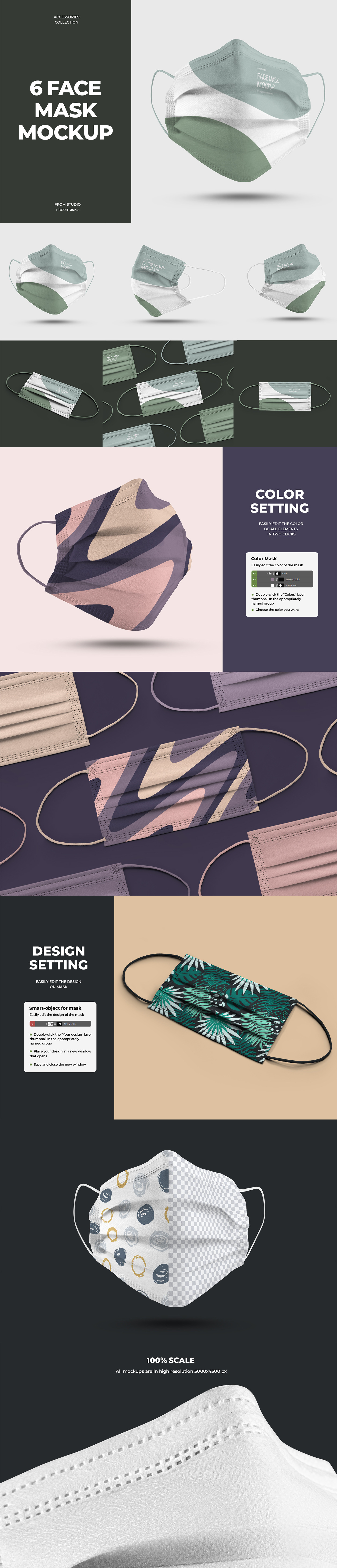 6 Mockups Isolated Face Mask 6 Mockups Isolated Face Mask