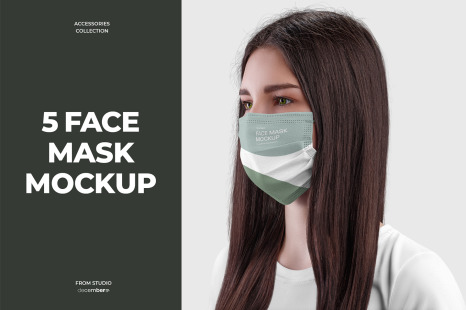 5 Mockups Face Mask - Realistic mockup