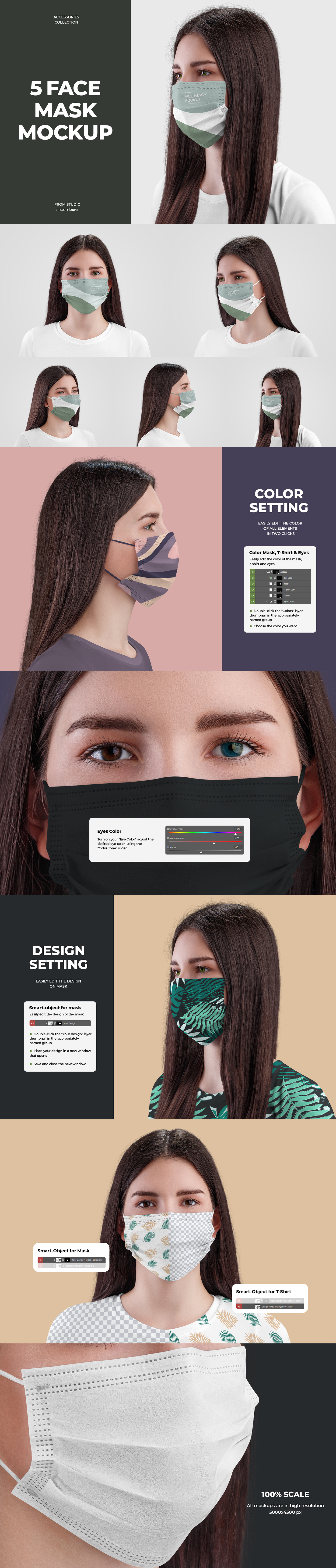 5 Mockups Face Mask