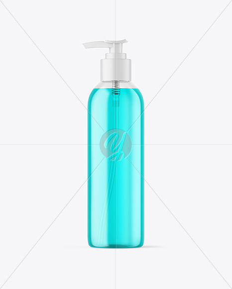 Color Liquid Cosmetic Bottle with Pump Mockup