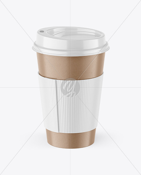 Kraft Coffee Cup With Holder Mockup