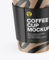 Kraft Coffee Cup With Holder Mockup