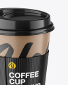 Kraft Coffee Cup With Holder Mockup