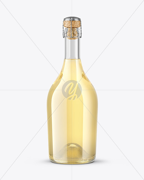 Clear Glass Bottle with White Champagne Mockup