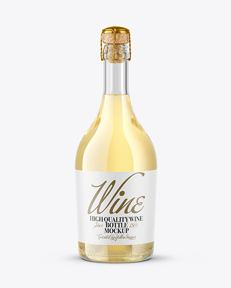 Clear Glass Bottle with White Champagne Mockup