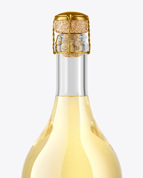 Clear Glass Bottle with White Champagne Mockup