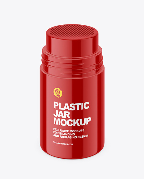 Glossy Plastic Powder Jar Mockup Glossy Plastic Powder Jar Mockup