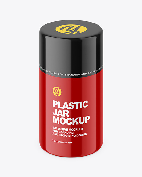 Glossy Plastic Powder Jar Mockup Glossy Plastic Powder Jar Mockup