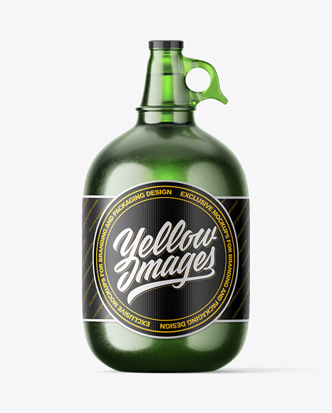 Textured Green Glass Beer Bottle with Handle Mockup