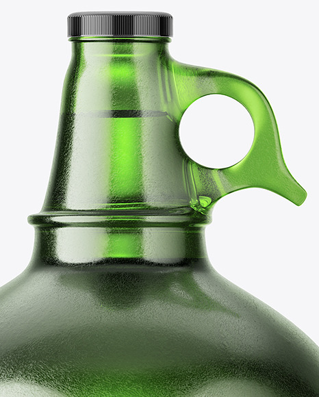 Textured Green Glass Beer Bottle with Handle Mockup