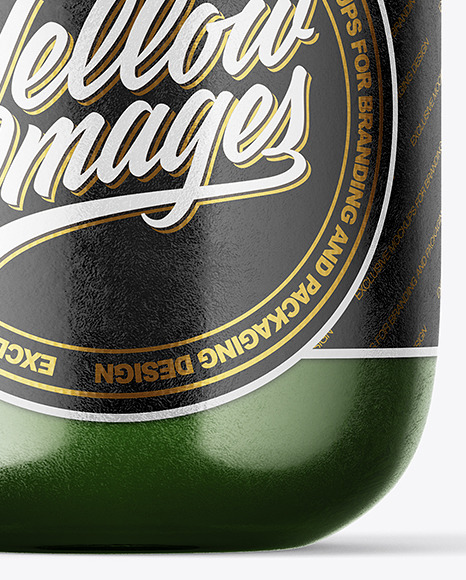 Textured Green Glass Beer Bottle with Handle Mockup