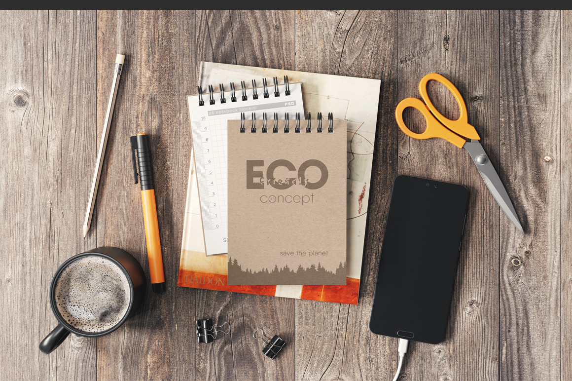 A6 Kraft Paper Spiral Notebook Mockup A6 Kraft Paper Spiral Notebook Mockup