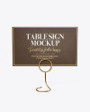 Kraft Table Sign with Metallic Holder Mockup