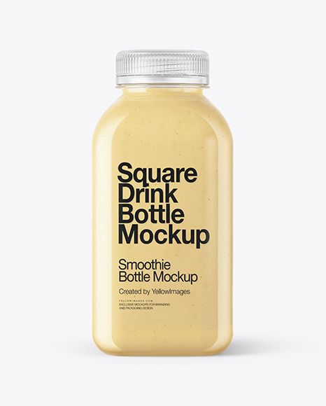 Square Banana Smoothie Bottle Mockup