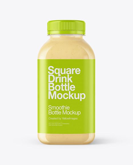 Square Banana Smoothie Bottle Mockup