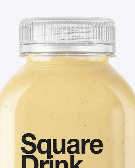 Square Banana Smoothie Bottle Mockup