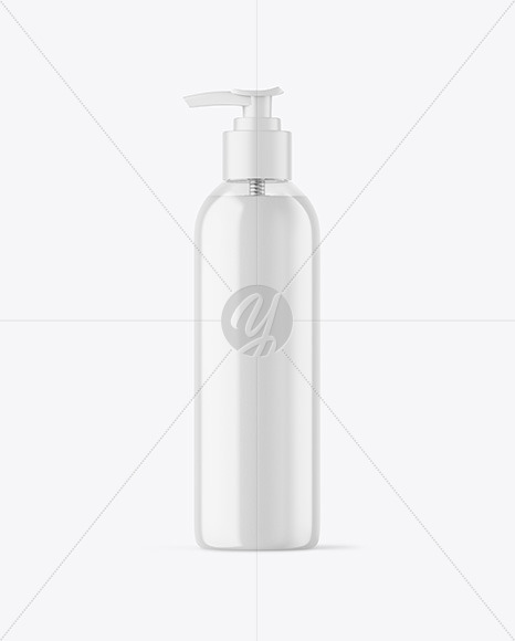 Clear Liquid Soap Cosmetic Bottle with Pump Mockup