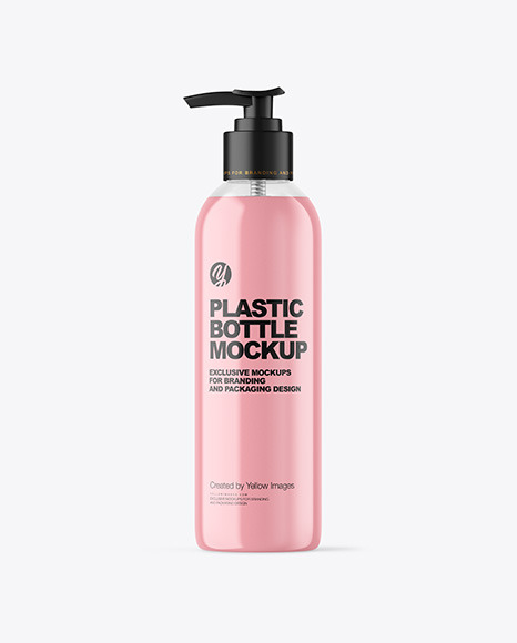 Clear Liquid Soap Cosmetic Bottle with Pump Mockup