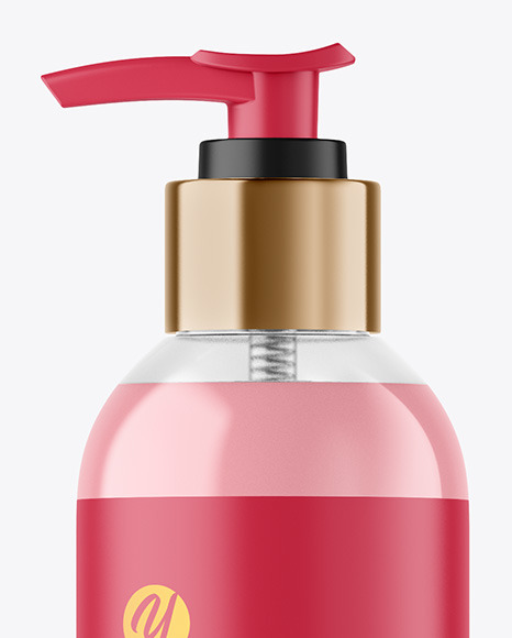 Clear Liquid Soap Cosmetic Bottle with Pump Mockup