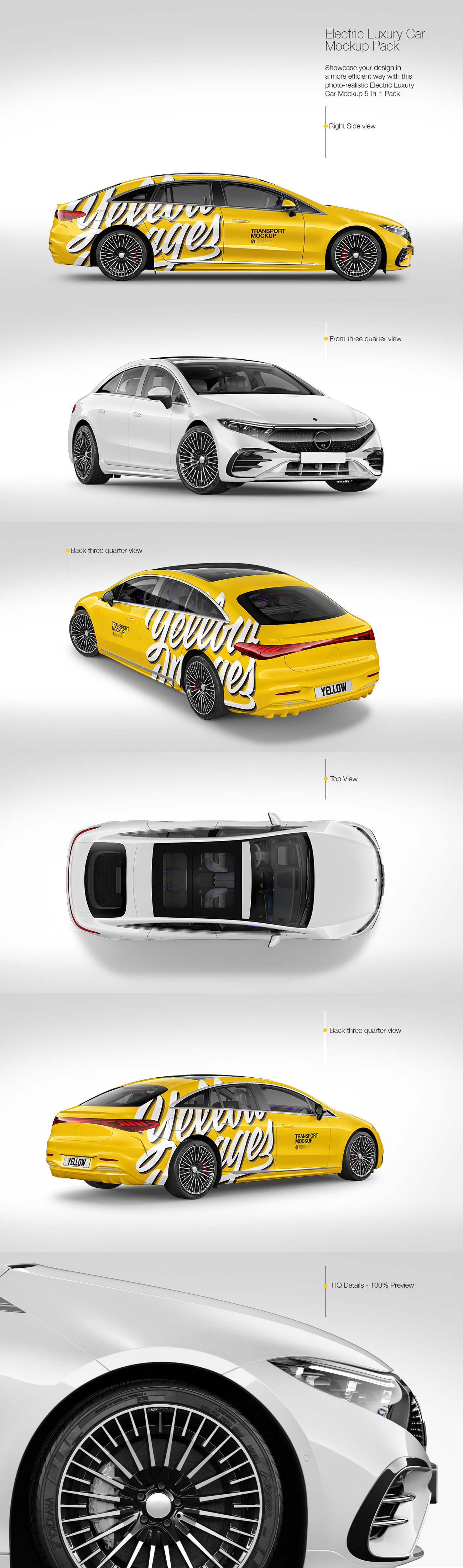 Electric Luxury Car Mockup Pack Electric Luxury Car Mockup Pack