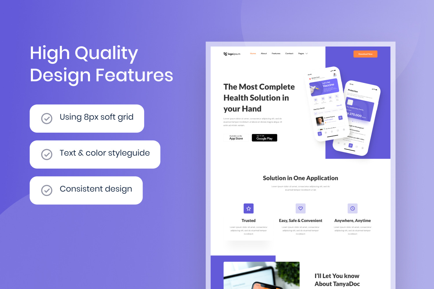 TanyaDoc SaaS Medical App Website Template