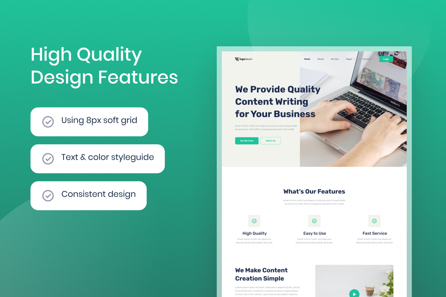 Contenesia - Content Writing Services Website Template