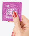 Matte Square Condom Packaging in a Hand Mockup