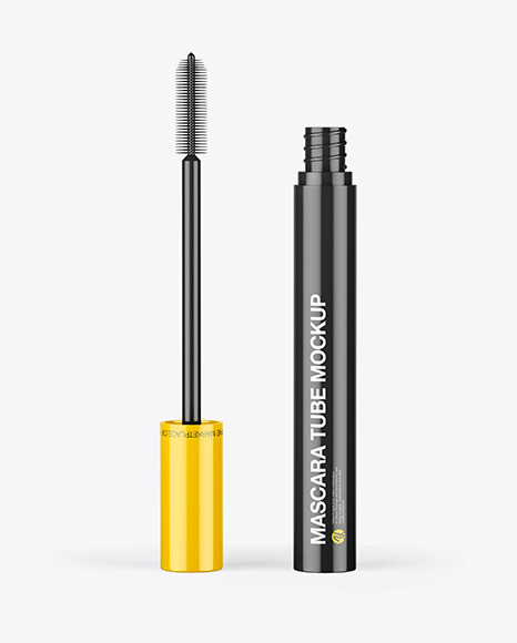 Opened Glossy Mascara Tube Mockup - Opened+Glossy+Mascara+Tube+Mockup+In+Packaging+Mockups+On