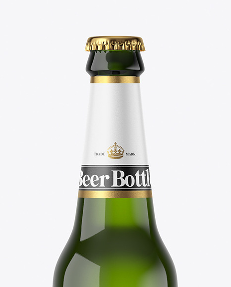 Green Glass Beer Bottle Mockup