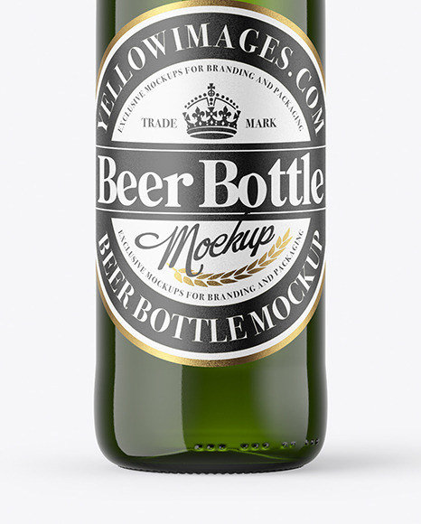 Green Glass Beer Bottle Mockup