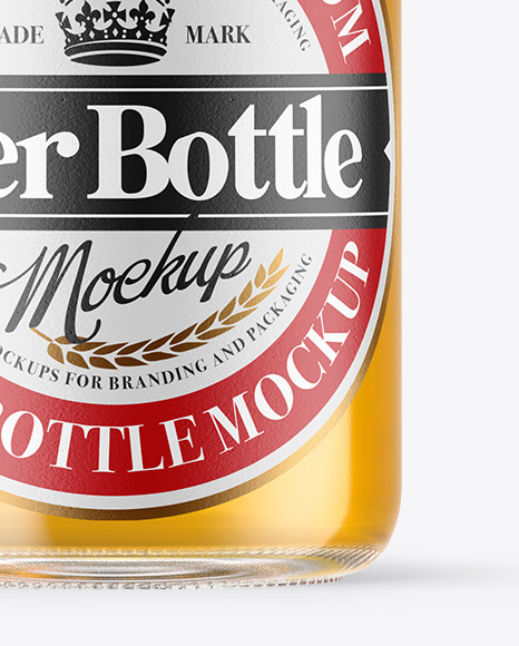 Clear Glass Lager Beer Bottle Mockup