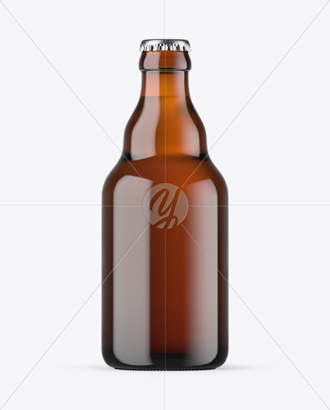 Amber Glass Beer Bottle Mockup