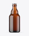 Amber Glass Beer Bottle Mockup