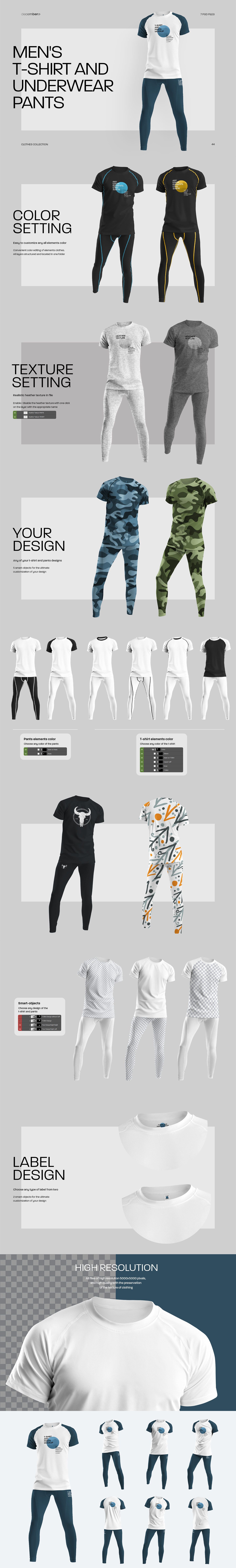 7 Men&#039;s Mockups T-Shirt and Underwear Pants