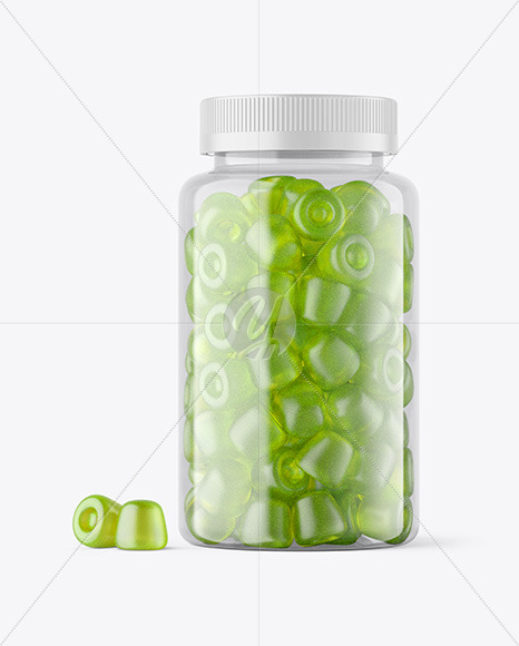 Plastic Bottle with Gummies Mockup