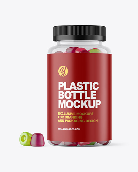 Plastic Bottle with Gummies Mockup