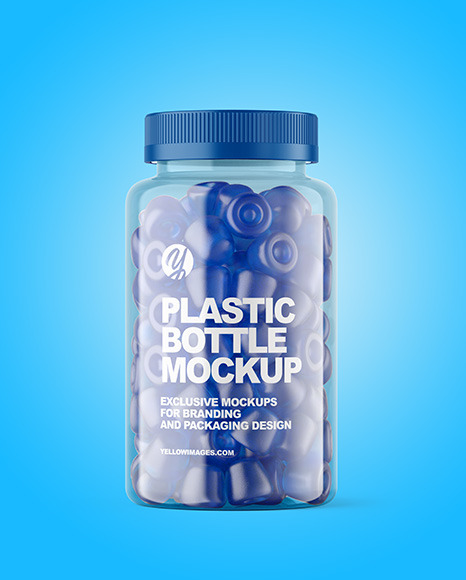 Plastic Bottle with Gummies Mockup