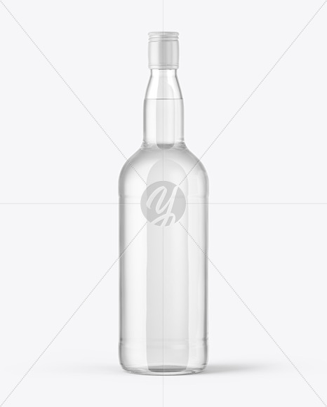 1L Clear Glass White Rum Bottle Mockup