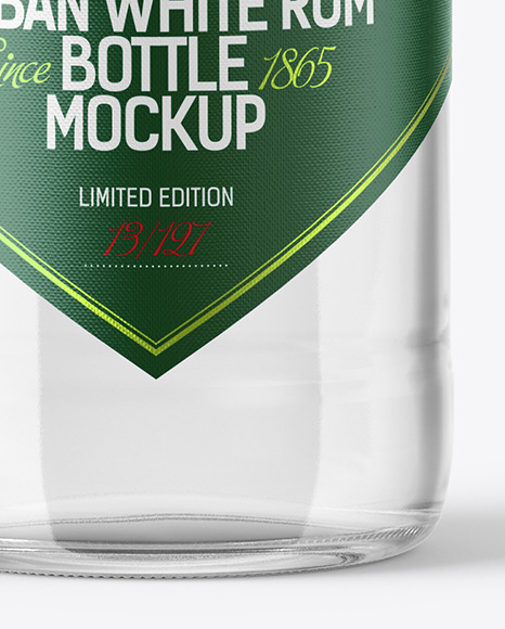 1L Clear Glass White Rum Bottle Mockup