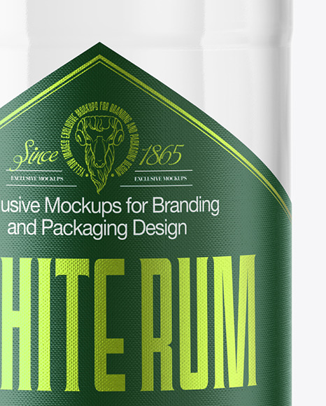 1L Clear Glass White Rum Bottle Mockup