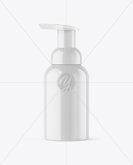 Glossy Cosmetic Bottle with Pump Mockup