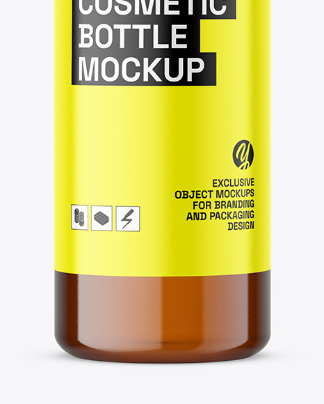 Amber Plastic Cosmetic Bottle Mockup Amber Plastic Cosmetic Bottle Mockup